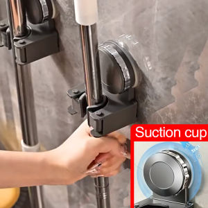 No Need To Drill Suction Cup Wall-mounted Suction Cup Mop Clip Bathroom Mop Storage Rack Bathroom Household Strong Mop Hook