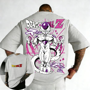 Bandai | Dragon Ball Anime pure Cotton T-shirt Summer New Frieza Color Printed Mens and Womens Harajuku Large Casual Streetwear Top