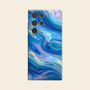 Holographic Blue Fluid Marble Luxury Fashion Full Lens Protective Case for Samsung Galaxy S26 S25 S24 A56 A36 Plus Ultra
