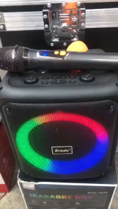 BRODU BTS 1739 Bluetooth Speaker Ikaraoke with Wireless Microphone Dynamic Circular RGB Light Show Portable Speaker [Complete Accessories]