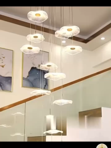 Đèn thông tầng dây thả dài 3.5m tùy chỉnh cao thấp Đèn thả cho phòng khách sảnh cao tầng