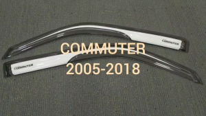 กันสาด กันลม คิ้วกันสาด คิ้วประตู คิ้ว รถตู้ สีขาว ทรงTRD โตโยต้า คอมมูเตอ โหม่งน้อย Toyota Commuter 2005 - 2011-2014-2018 ใส่ร่วมกันได้ A