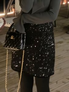 Shiny Sequin Half-length Skirt Womens Fashion Design High-waist Slimming A-line Short Skirt Spring Season Heavy Embroidery