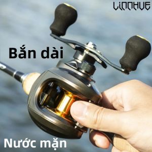 Máy Câu Cá LINNHUE AK2000 Baitcasting Tốc Độ Cao 7.2:1 Lực Kéo Tối Đa 8KG Màu Xám/vàng Dùng Cho Nước Mặn Câu Cá Bass Biển Sông Hồ