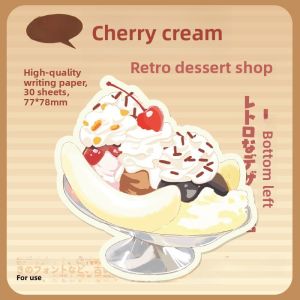 Retro Cafe Back Card N-Stick Notes Japanese Style Dessert Scrapbooking Decoration Memo Small Fresh Element Business Supplies