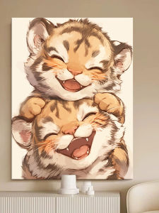 Adorable Zodiac Tiger Numbered Canvas DIY Filling Coloring Painting Handmade Acrylic Oil Paint Decorative Artwork Home Decor