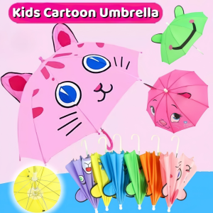 Kids Cartoon Umbrella with 3D Ears Cute Stereoscopic Ear Modeling Long-handled Umbrella for Boys Girls