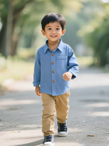 [Fast Shipping] Kids Shirt for Boy 2-8 Yrs Solid Color Breathable Cozy 100% Cotton Shirt for Kids Boy