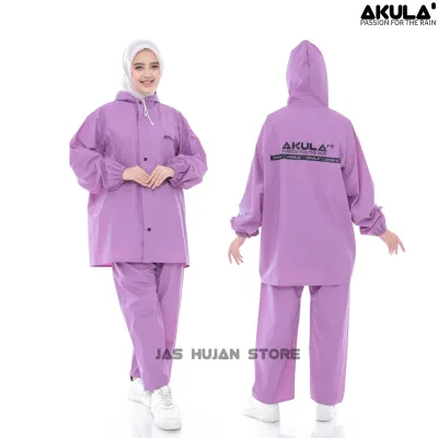 Jas Hujan Premium By AKULA Setelan Pria Wanita Bahan PVC Waterproof Tebal Anti Air