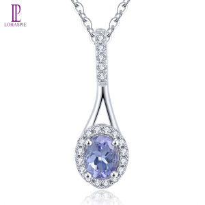 Lohaspie Jewelry Natural Tanzanite Solid S925 Silver Pendants 0.5 Carats Genuine Gemstone Simple Design Fine Jewelrys Women Daily