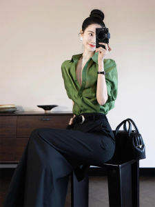 SHANGSHA | Elegant Lady For Important Occasions Luxurious Green Dress Set