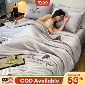 MISO Ice Silk Summer Quilt Air Conditioning Room Comforter for Twin Queen King Bed Machine Washable Thin Quilt