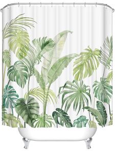 Rèm Tắm Dày Phong Cách Bắc Âu Tươi Mới Rèm Cửa Sổ Treo Lá Xanh Chống Thấm Nước Chống Mốc Rèm Ngăn Khô Ẩm Cho Phòng Tắm