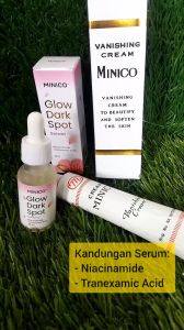 MINICO Glowing Skin Paket Glow Dark Spot Serum Tranexamic Acid Niacinamide dan Minico Vanishing Cream