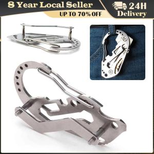 Multifunction Keychain Survival Outdoor EDC Tactical Pocket Tool Stainless Steel Carabiner Clip Bottle Opener Wrench Screw Tool