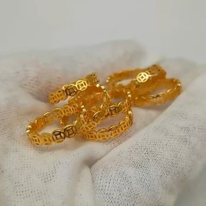 LUCKY Charm Money Ring Pure hikaw 18k Saudi Gold pawnable Womens Coin Engagement Ring for Girlfriends Birthday Gift lucky ring for money 2023