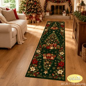 VIKAMA Christmas Rectangular Rug Soft Comfortable Hallway Entryway Carpet Non Slip Area Rug Washable Corridor Runner Mat Decor