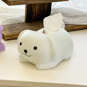 Cartoon Cute Little White Dog High End Tissue Box Living Room Tea Table Napkin Box Dining Table Household Drawpaper Box