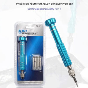 5 in 1 Mini Precision Screwdriver Set with Magnetizer TE-671 Aluminum Alloy Handle Interchangeable Bits for iPhone Camera Watch