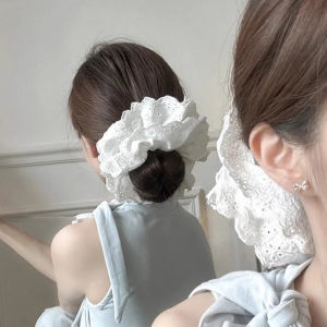 Womens Scrunchies Korean Super Large White Lace Large Hair Band Leather Band French Vintage Lace Tie Head Rope Sweet Style Nice