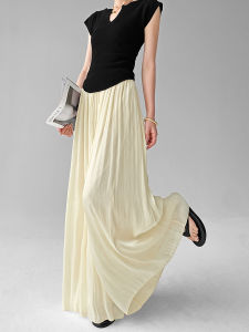 High Waist Wide Leg Pants Womens Summer New A-Line Loose Long Casual Floor-Length Pleated Slimming Skirt Pants