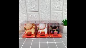 Tượng Mèo Neko May Mắn Size Nhỏ Trang Trí Xe Hơi Năng Lượng Mặt Trời Tự Vãy Tay Đặt Taplo Bàn Làm Việc