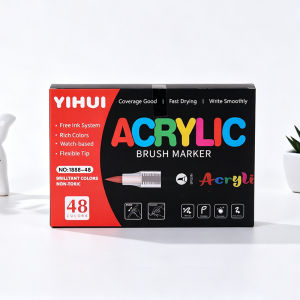 Bộ 48 Bút Dạ Quang Acrylic Đầu Cọ Mềm Không Thấm Nước Dùng Vẽ Trên Đá Gỗ Vải Kính Đồ Thủ Công DIY Vẽ Tranh