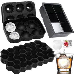 15 Grid Silicone Ice Cube Mold / Large Size Honeycomb Shape Ice Cube Maker with Lid / Non-toxic Durable Ice Cube Tray Mold for Whiskey Cocktails Cold Drink
