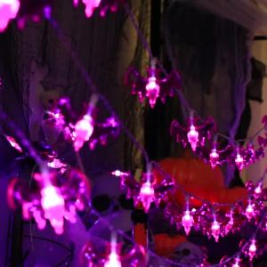 1.5M10LED/3M20LED Halloween Purple Bat Light String Battery Powered Suitable for Indoor Halloween Festival Party Decoration