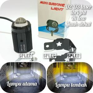 Lampu tembak Led laser kipas Led D2 D3 mini mini 2 warna putih kuning jauh dekat waterproof - LAMPU sorot