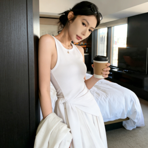 YUANYA | Waist-cinching Bandeau Tank Top Sleeveless Summer Outerwear
