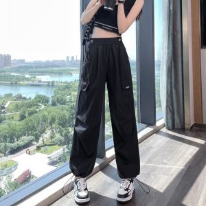 American Style Ice Silk Quick Dry Loose Straight Leg Thin Work Trousers for Women Summer Casual Wide Leg Pants Sports Climbing Trousers