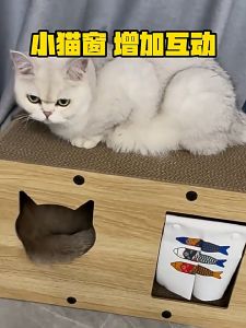 บ้านแมวรูนี่ 2In1 ที่ลับเล็บ กล่องไม้สองชั้น ขนาดใหญ่ สำหรับแมว และลูกแมว