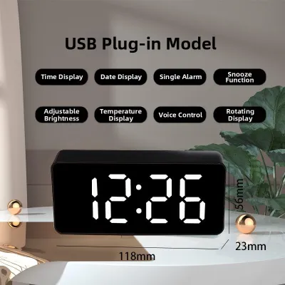 MEILINHAO | Thin Large Screen Minimalist LED Digital Clock Wall Desk Bedside Night Light Alarm