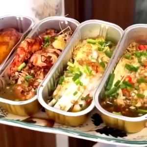 50Pcs/Set Rectangular Aluminum Foil Pan Without Cover Disposable Loaf Baking Pans Grilled Durian Box
