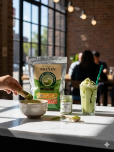 MONIN Matcha Green Tea Frappe Powder 1KG – Premium Japanese Matcha for Smooth Creamy Frappes