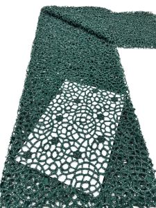 Luxury Beaded French Mesh With Sequence Sequins Heavy Lace Fabric 5 Yards Embroidered French for Bridal Wedding Dress AT2908