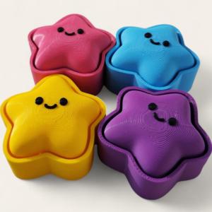 Cute 3D Printed Star Clicker Fidget Keychain Stress Relief Fidget Toy Backpack Pendant Anti-anxiety Squeeze Decompression Gift