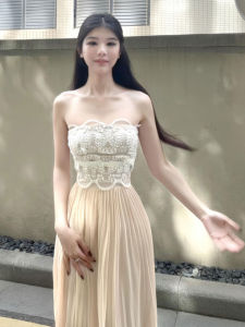CHANGTONG | Lace Trimmed Waist Slimming French Style Elegant Dress