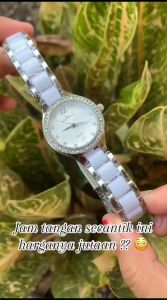 Jam Tangan Wanita Keep In Touch K-8453L Kotak Diamond Rantai Ceramic Analog Kecil