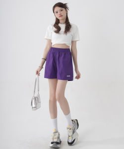 กางเกงขาสั้นทรงหลวมเอวสูงสำหรับผู้หญิง กางเกงขาสั้นกีฬาลำลองสีสันสดใส ฤดูร้อน ฤดูใบไม้ร่วง ไซส์ใหญ่ ทรงหลวม สไตล์ชายหาด