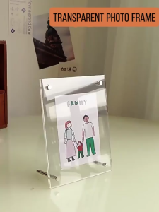 【SG】6in 8in 10in Clear Acrylic Photo Frame Minimalist Photocard Display Stand Desktop Home Decor
