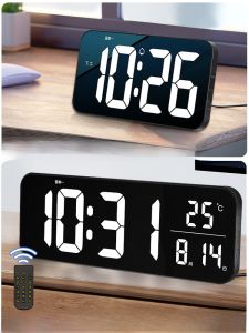 WiFi Digital Clock Wall-Mounted Alarm Clock Large Screen Time Display Desktop Automatic Time Syncing Silent Plastic Home Decor