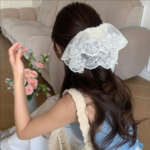 ที่มัดผมสำหรับผู้หญิงกระโปรงลูกไม้ยางยืดที่รัดผมยางรัดผมฝรั่งเศสมัดผมเครื่องประดับผมใหญ่