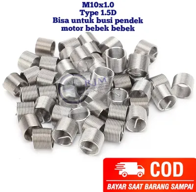 paket 5pcs recoil helicoil m10x1.0 type 1.5D bisa untuk reparasi drat busi pendek motor bebek supra grand legenda jupiter smash shogun vega metim mio beat dll