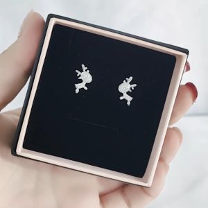 SO SEOUL Let it Snow Xmas Reindeer Diamond Simulant Cubic Zirconia Christmas Pierced Stud Earrings