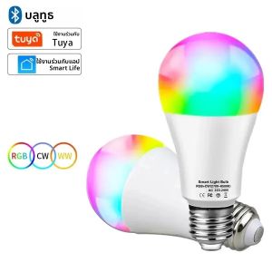Tuya หลอดไฟ LED อัจฉริยะหรี่แสงได้สำหรับ E27 หลอดไฟบลูทูธ RGB 220V ตกแต่งห้องนอนงานเลี้ยงไฟสมาร์ทไลฟ์