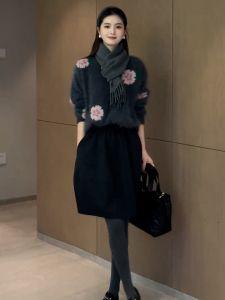 SHANGSHA | Chic French Style Sweater Dress Set