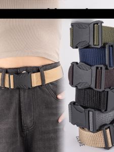 Elastic Canvas Nylon Belt Outdoor Mens Fashionable Versatile Automatic Buckle Belt Youth Male Summer Season Other Material