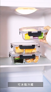 3Pcs/Set Microwave Safe Glass Lunch Box Food Storage Glass Container Bekas Makan Siang Kaca